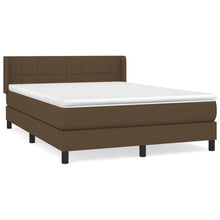 Boxspring Met Matras Stof Donkerbruin 140 x 190 cm Blok met vierkanten