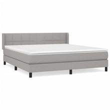 Boxspring Met Matras Stof Lichtgrijs 160 x 200 cm Blok met vierkanten
