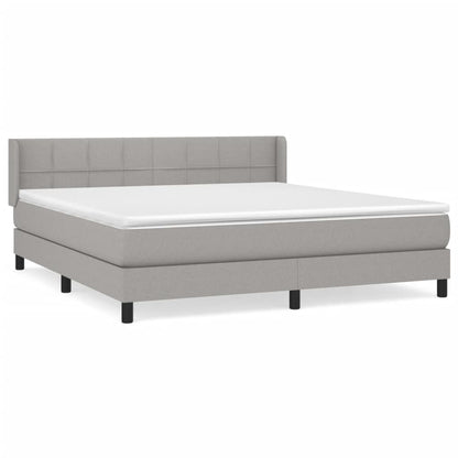 Boxspring Met Matras Stof Lichtgrijs 160 x 200 cm Blok met vierkanten