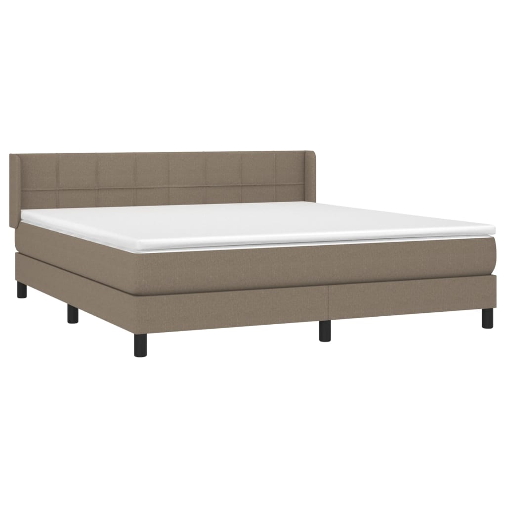Boxspring Met Matras Stof Taupe 160 x 200 cm Blok met vierkanten