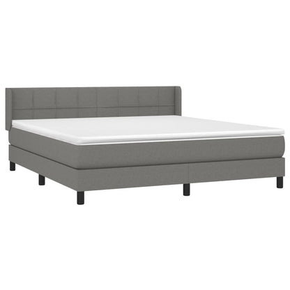 Boxspring Met Matras Stof Donkergrijs 180 x 200 cm Blok met vierkanten