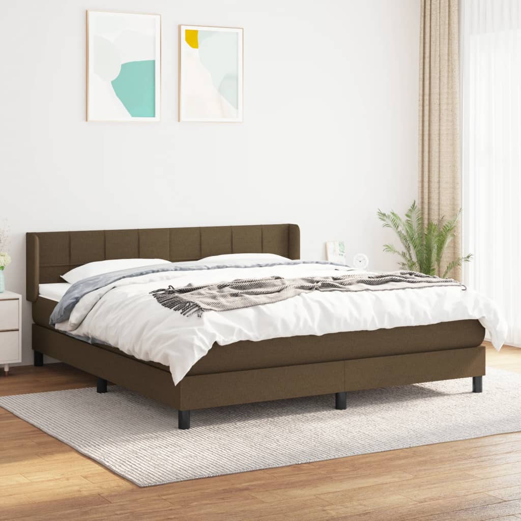 Boxspring Met Matras Stof 180 x 200 cm Donkerbruin