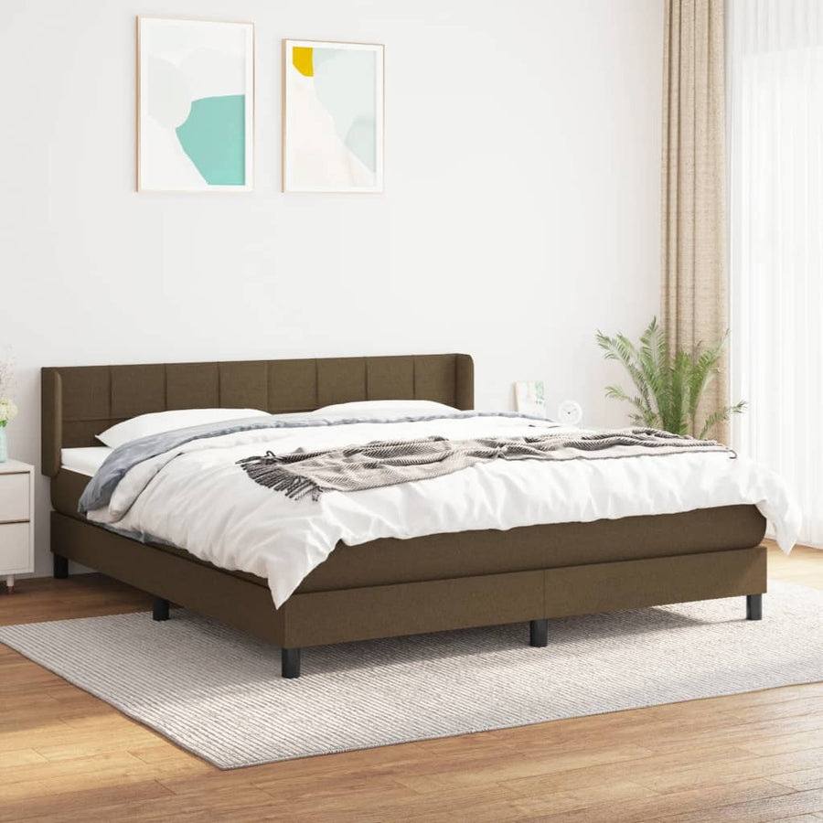 Boxspring Met Matras Stof 180 x 200 cm Donkerbruin