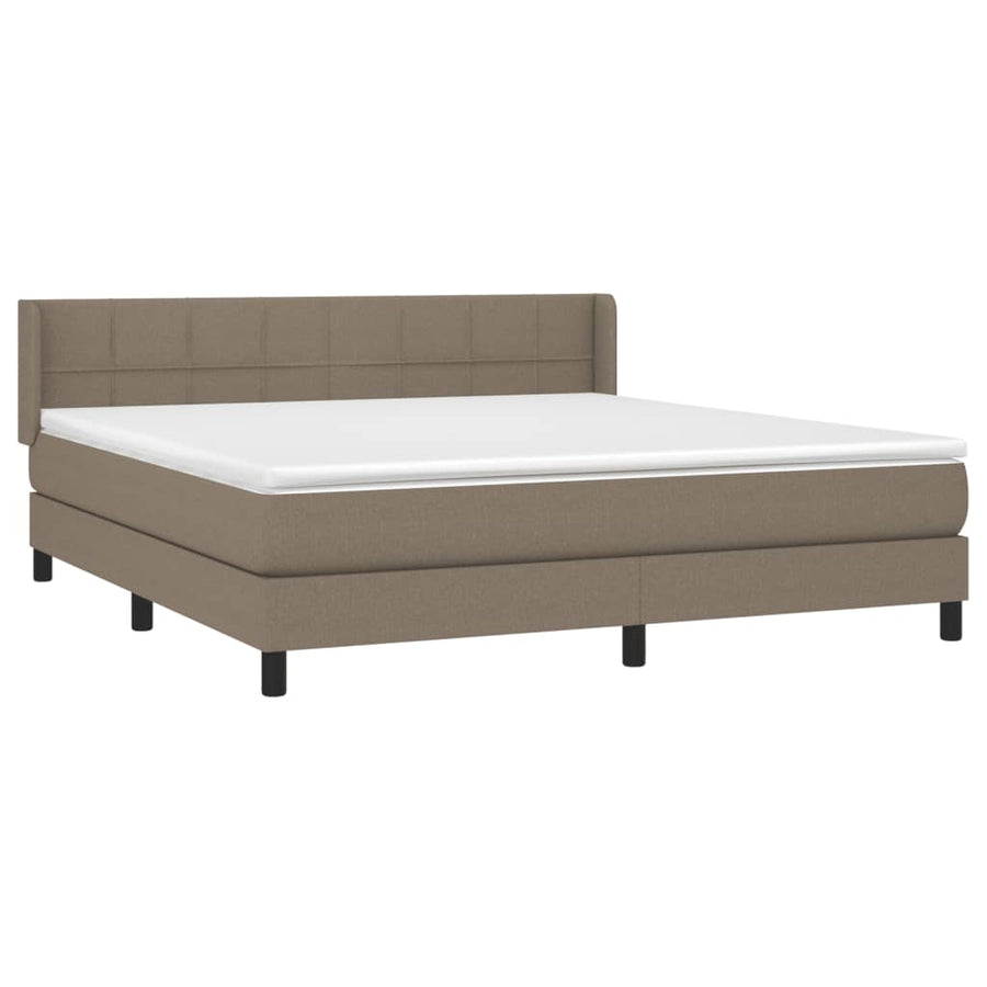 Boxspring Met Matras Stof Taupe 180 x 200 cm Blok met vierkanten