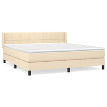 Boxspring Met Matras Stof Crèmekleurig 180X200 Cm 180 x 200 cm Blok met vierkanten