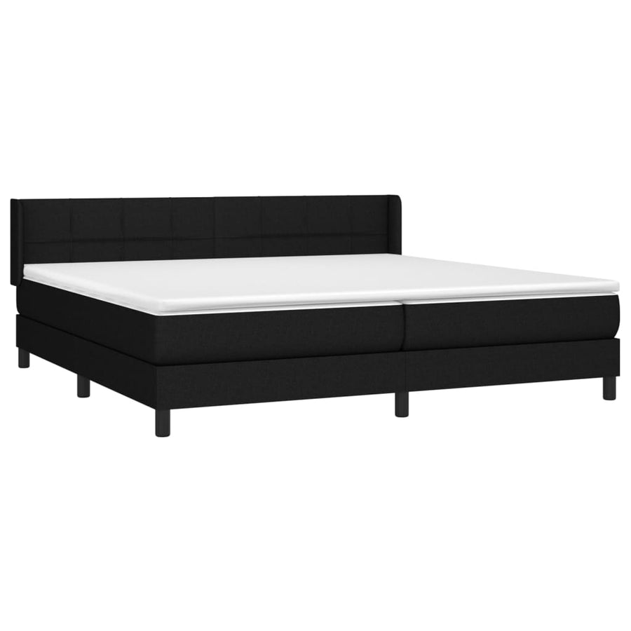 Boxspring Met Matras Stof Zwart 200 x 200 cm Blok met vierkanten