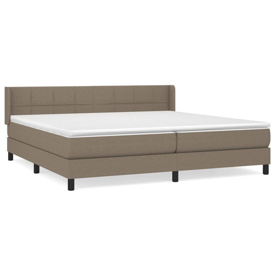 Boxspring Met Matras Stof Taupe 200 x 200 cm Blok met vierkanten