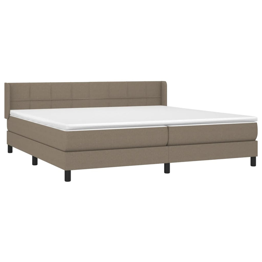 Boxspring Met Matras Stof Taupe 200 x 200 cm Blok met vierkanten