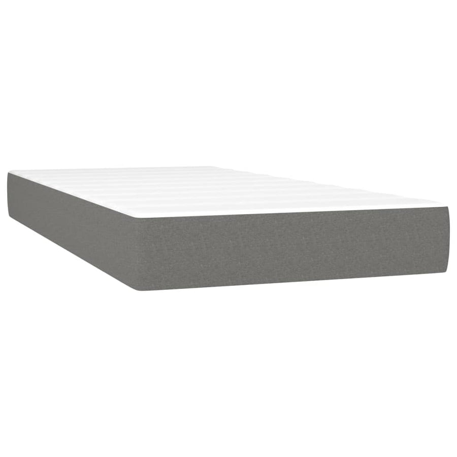 Boxspring Met Matras Stof Donkergrijs 80 x 200 cm Horizontale strepen