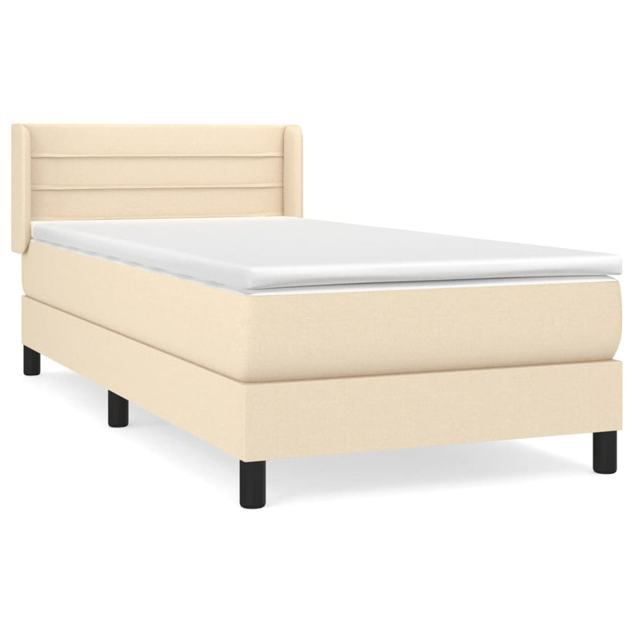 Boxspring met matras stof crèmekleurig 80x200 cm 80 x 200 cm Crème
