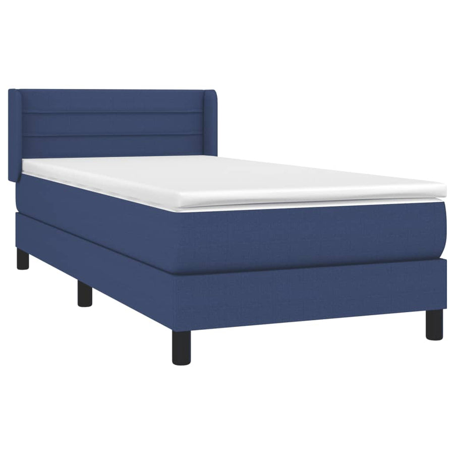 Boxspring Met Matras Stof Blauw 80 x 200 cm Horizontale strepen