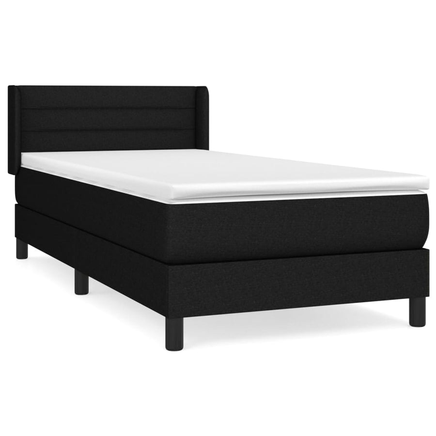 Boxspring Met Matras Stof Zwart 90 x 200 cm Horizontale strepen
