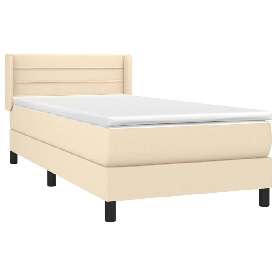 Boxspring met matras stof crèmekleurig 90x200 cm 90 x 200 cm Crème