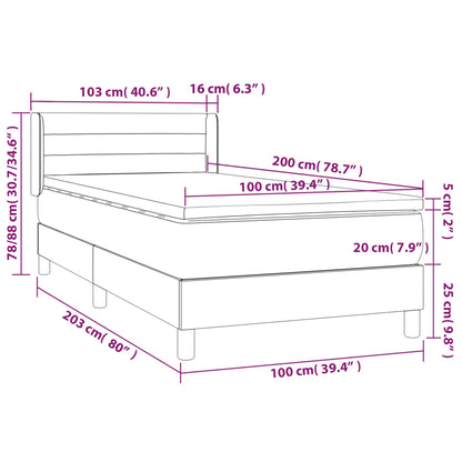 Boxspring Met Matras Stof Donkerbruin 100 x 200 cm Horizontale strepen