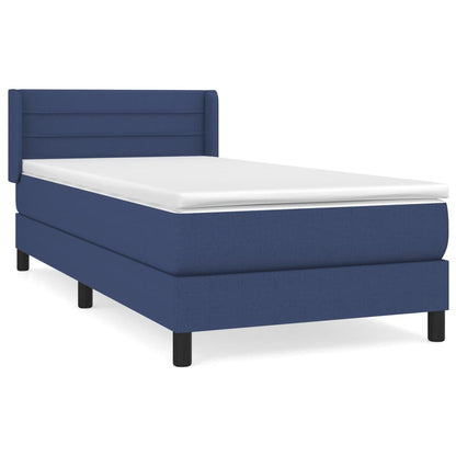 Boxspring Met Matras Stof Blauw 100 x 200 cm Horizontale strepen