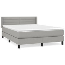 Boxspring Met Matras Stof Lichtgrijs 140 x 190 cm Horizontale strepen