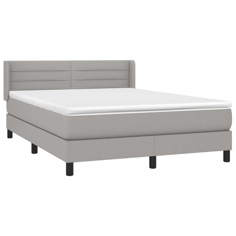 Boxspring Met Matras Stof Lichtgrijs 140 x 190 cm Horizontale strepen