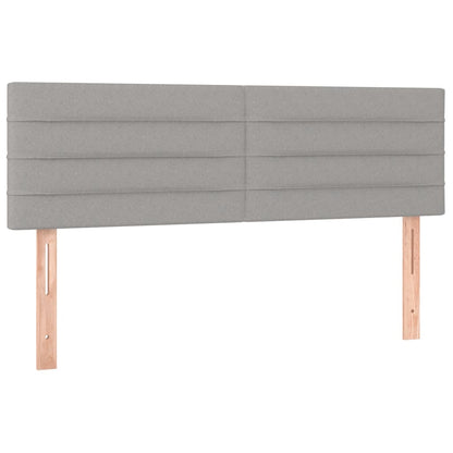 Boxspring Met Matras Stof Lichtgrijs 140 x 190 cm Horizontale strepen