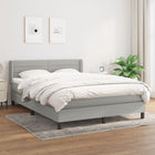 Boxspring Met Matras Stof Lichtgrijs 140 x 190 cm Horizontale strepen