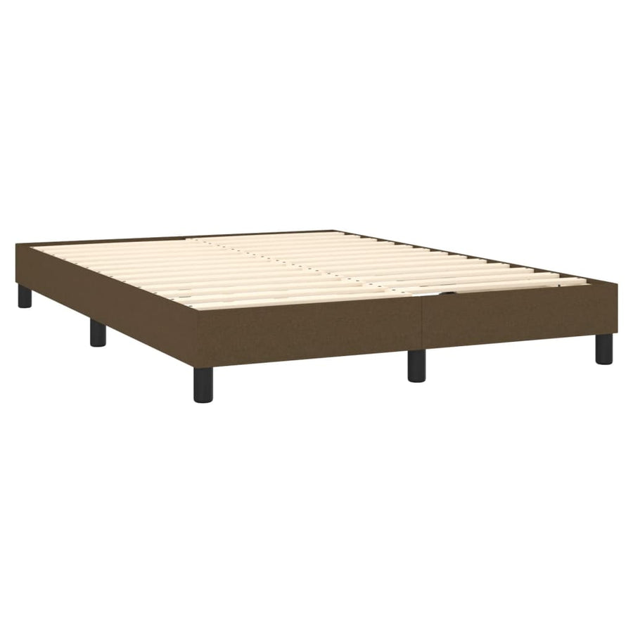 Boxspring Met Matras Stof Donkerbruin 140 x 190 cm Horizontale strepen