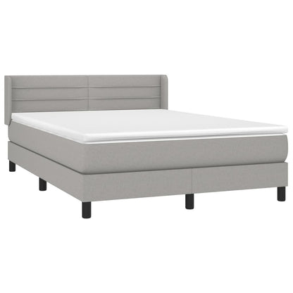 Boxspring Met Matras Stof Lichtgrijs 140 x 200 cm Horizontale strepen