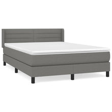 Boxspring Met Matras Stof Donkergrijs 140 x 200 cm Horizontale strepen