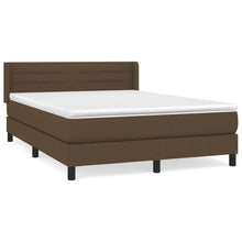 Boxspring Met Matras Stof Donkerbruin 140 x 200 cm Horizontale strepen