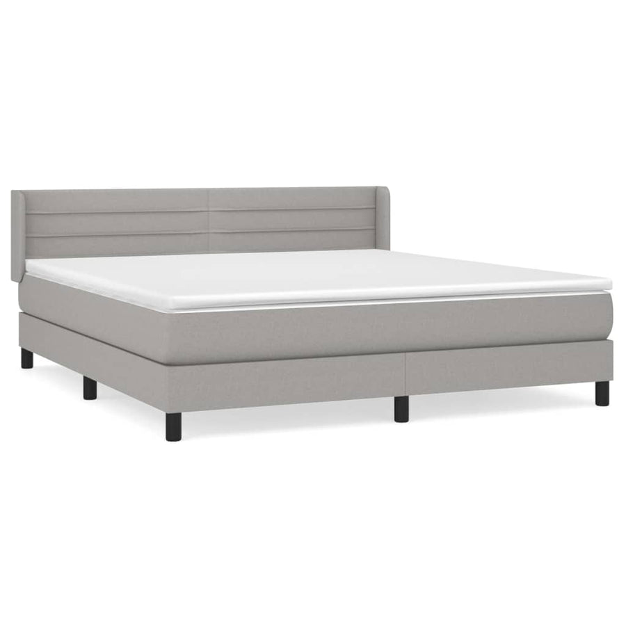 Boxspring Met Matras Stof Lichtgrijs 160 x 200 cm Horizontale strepen