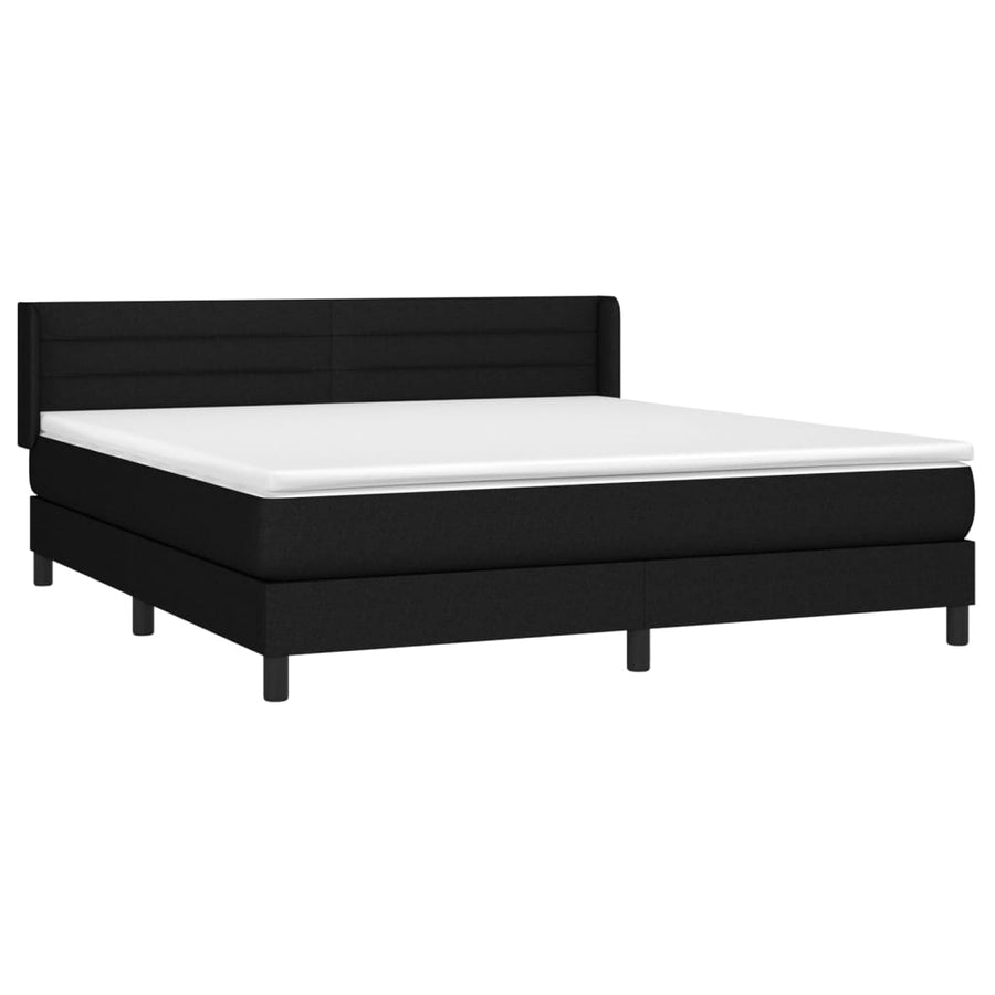 Boxspring Met Matras Stof Zwart 160 x 200 cm Horizontale strepen