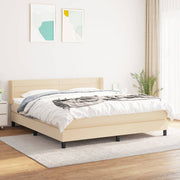 Box spring with fabric cream-colored mattress 160x200 cm