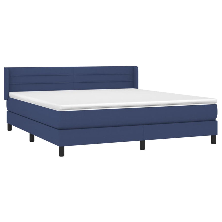 Boxspring Met Matras Stof Blauw 160 x 200 cm Horizontale strepen