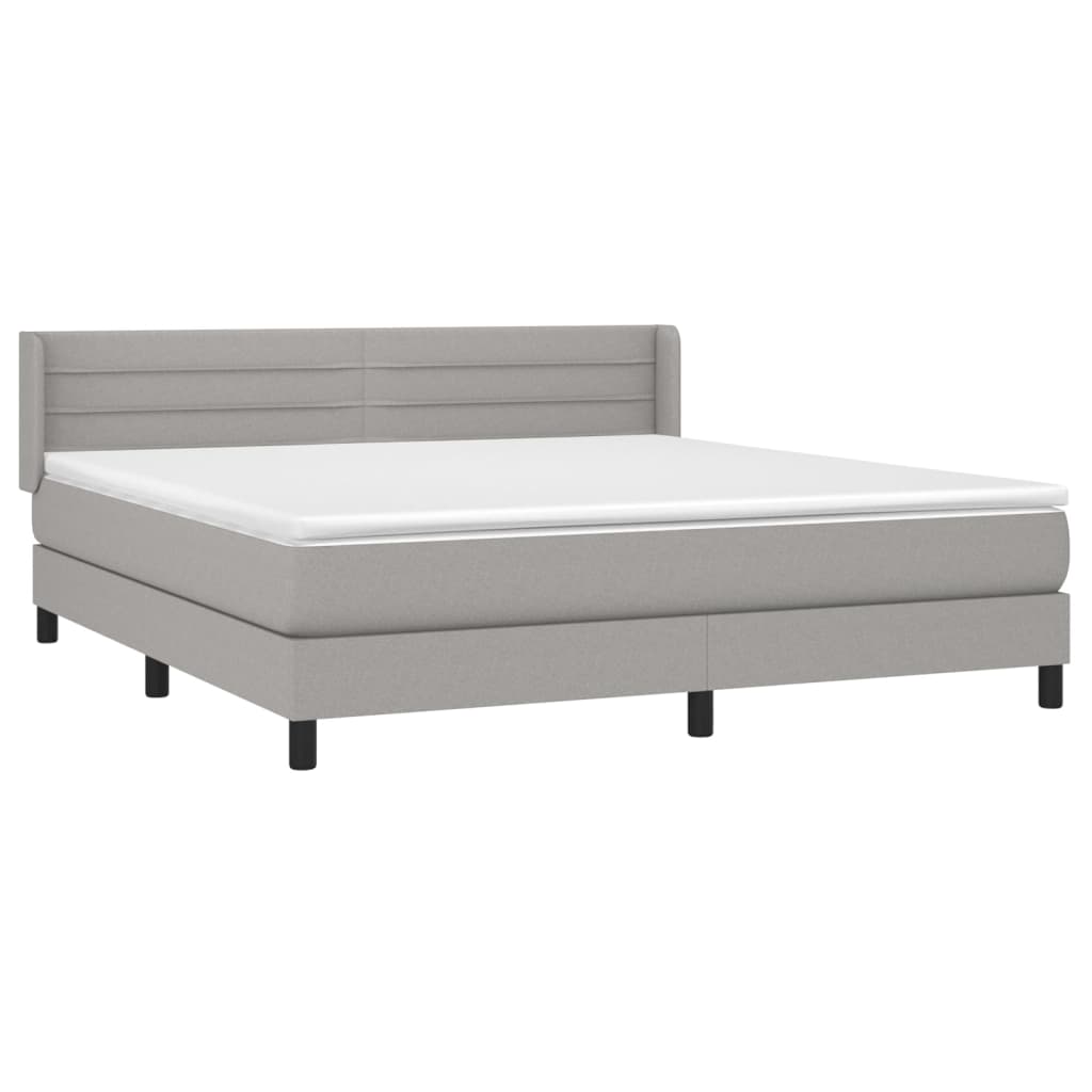Boxspring Met Matras Stof Lichtgrijs 180 x 200 cm Horizontale strepen