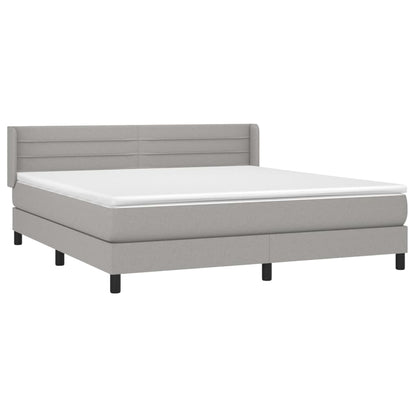 Boxspring Met Matras Stof Lichtgrijs 180 x 200 cm Horizontale strepen