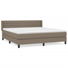 Boxspring met matras stof taupe 180x200 cm 180 x 200 cm Horizontale strepen