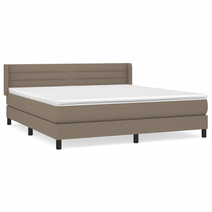 Boxspring met matras stof taupe 180x200 cm 180 x 200 cm Horizontale strepen