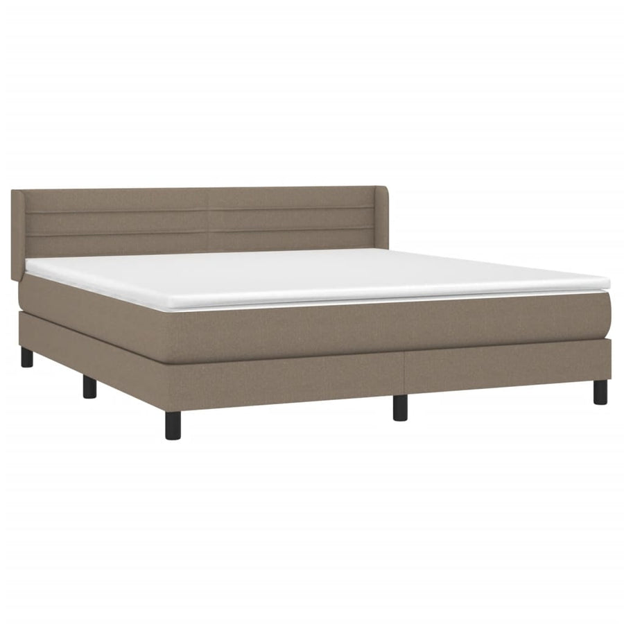 Boxspring met matras stof taupe 180x200 cm 180 x 200 cm Horizontale strepen