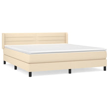 Boxspring Met Matras Stof Crèmekleurig 180X200 Cm 180 x 200 cm Horizontale strepen