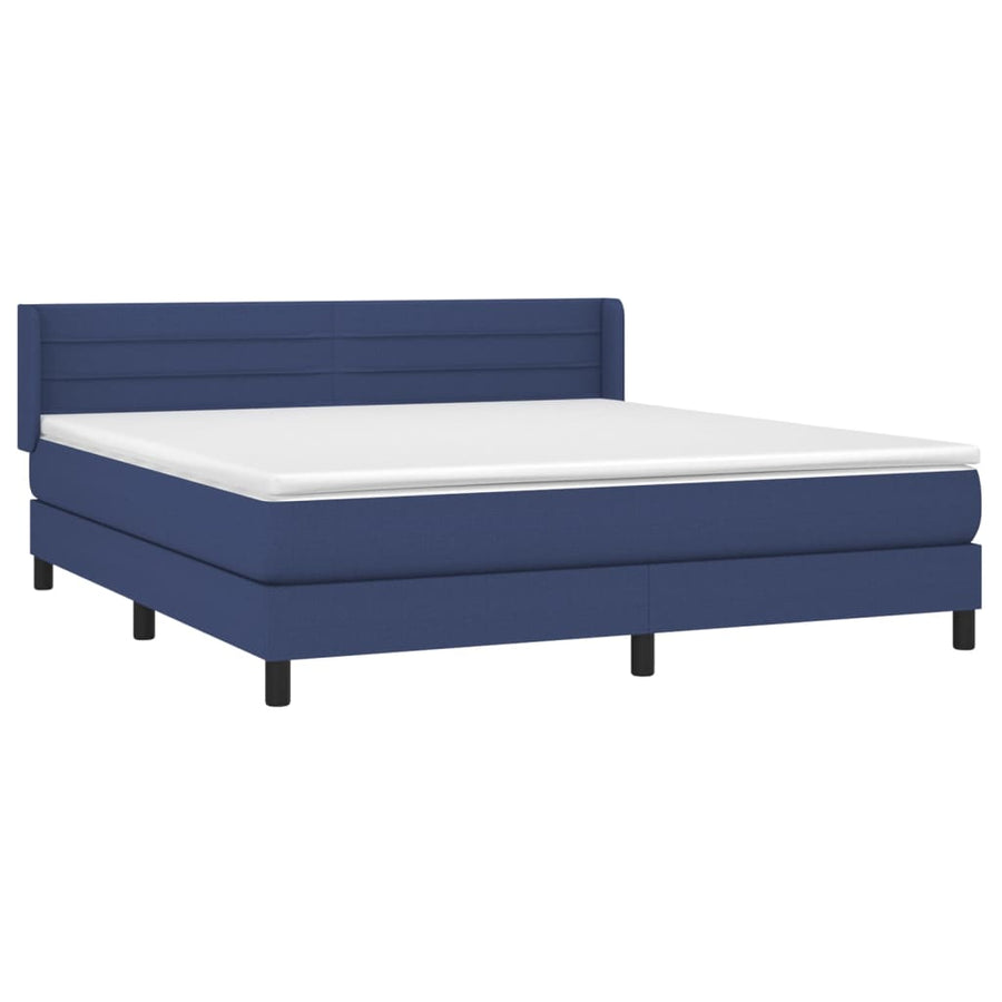 Boxspring Met Matras Stof Blauw 180X200 Cm Blauw 180 x 200 cm Horizontale strepen