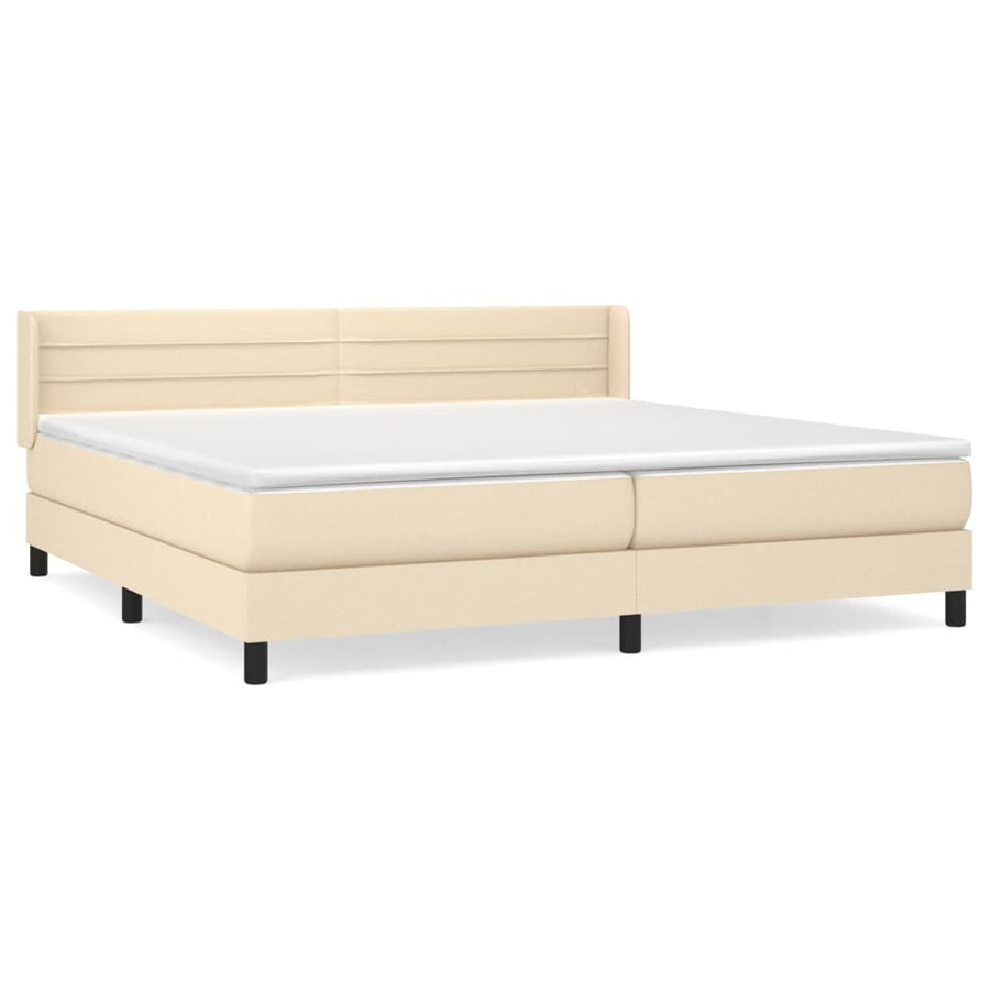 Boxspring Met Matras Stof Kleurig Crème 200 x 200 cm Horizontale strepen