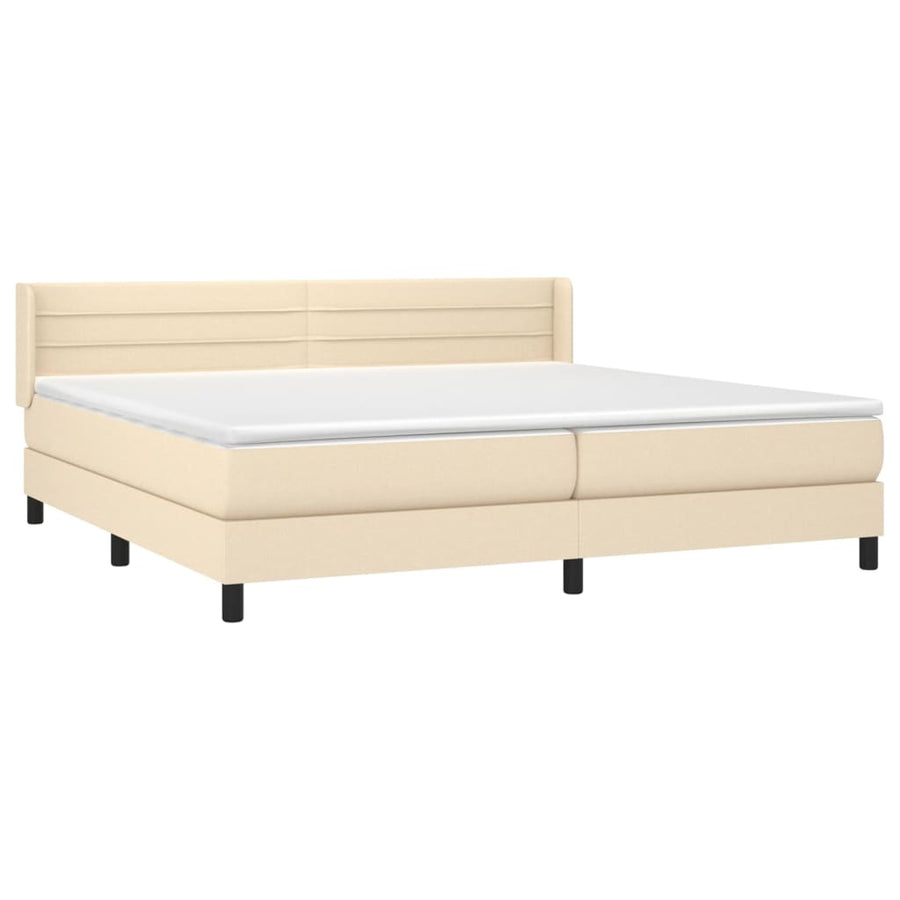 Boxspring Met Matras Stof Kleurig Crème 200 x 200 cm Horizontale strepen