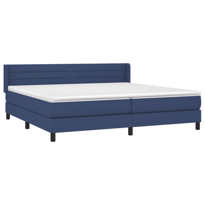Boxspring Met Matras Stof Blauw 200 x 200 cm Horizontale strepen