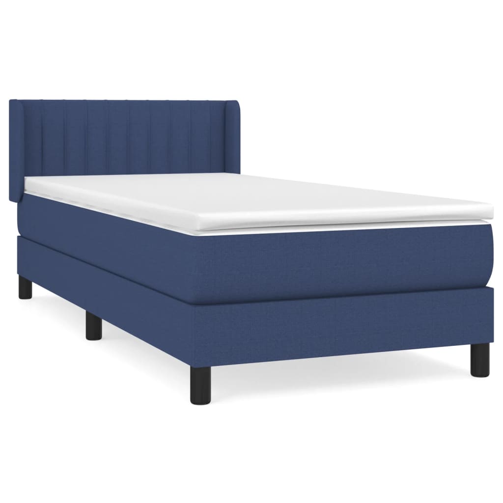 Boxspring Met Matras Stof Blauw 80 x 200 cm Verticale strepen