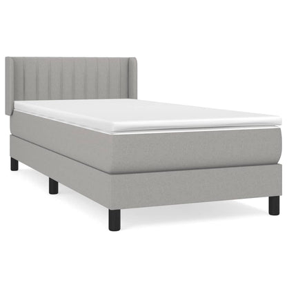 Boxspring Met Matras Stof Lichtgrijs 90 x 190 cm Verticale strepen