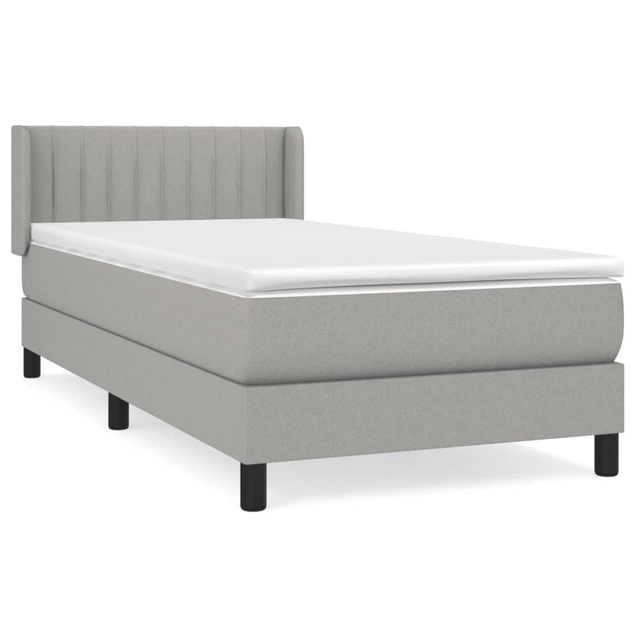 Boxspring Met Matras Stof Lichtgrijs 90 x 190 cm Verticale strepen