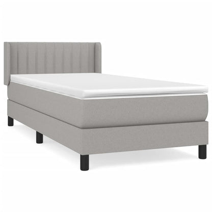 Boxspring Met Matras Stof Lichtgrijs 90 x 200 cm Verticale strepen