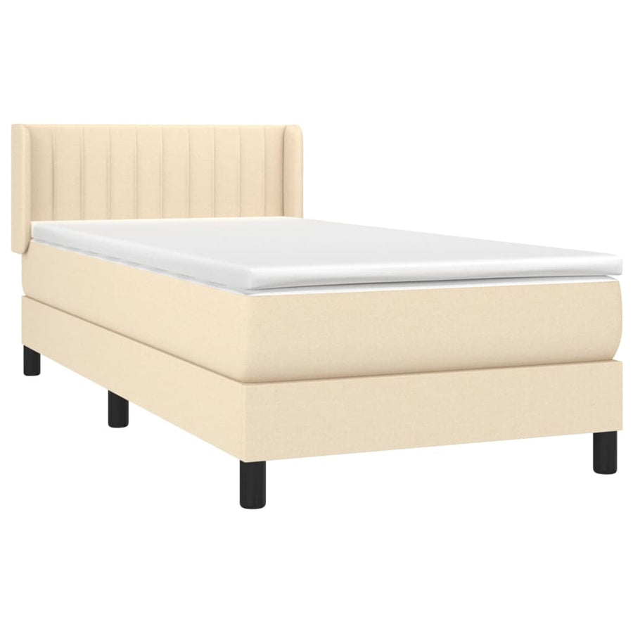 Boxspring Met Matras Stof Kleurig Crème 90 x 200 cm Verticale strepen