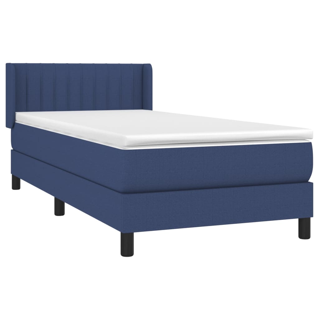 Boxspring Met Matras Stof Blauw 100 x 200 cm Verticale strepen