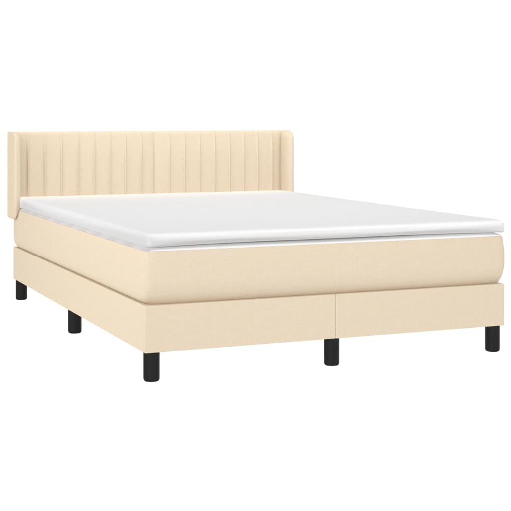 Boxspring met matras stof crèmekleurig 140x190 cm 140 x 190 cm Verticale strepen