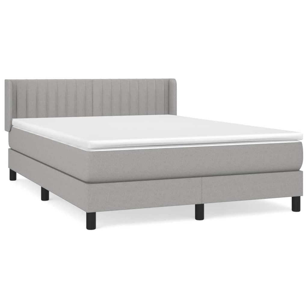 Boxspring Met Matras Stof Lichtgrijs 140 x 200 cm Verticale strepen