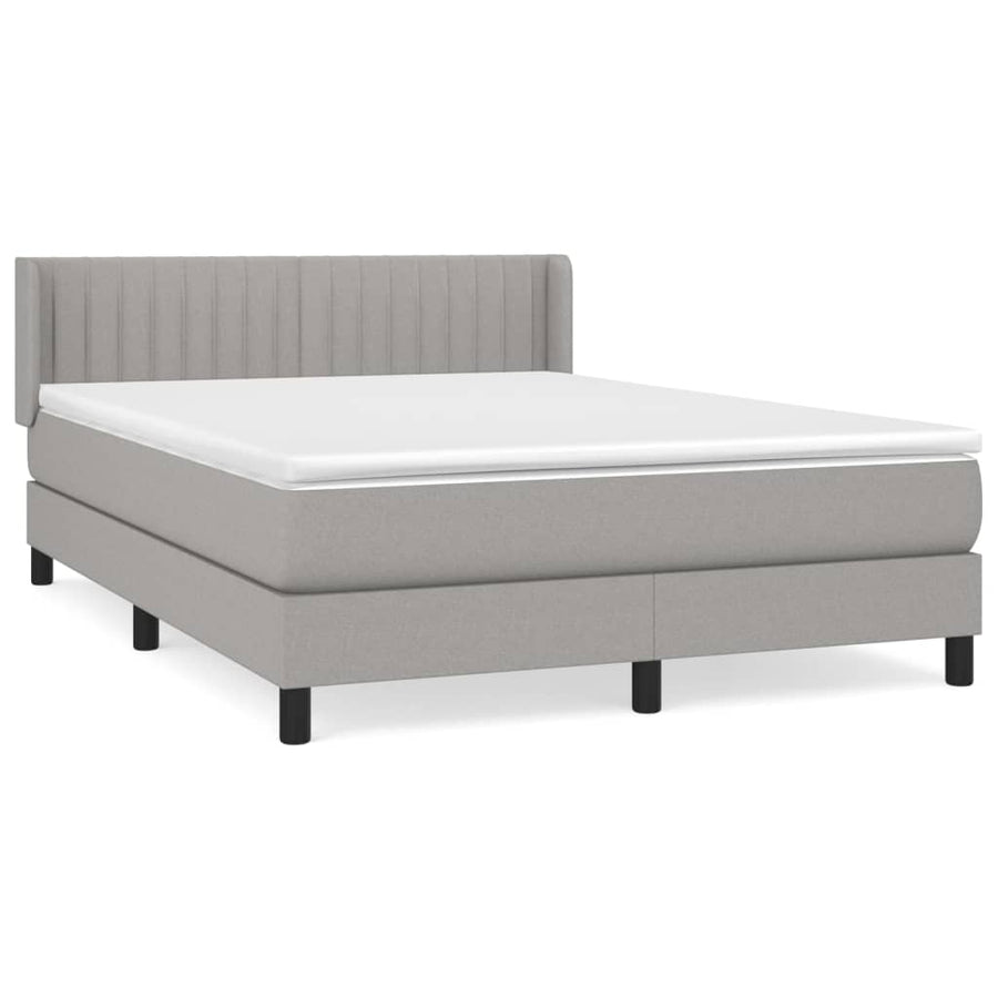 Boxspring Met Matras Stof Lichtgrijs 140 x 200 cm Verticale strepen